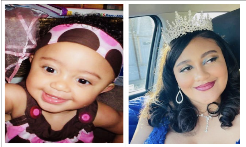 Two submitted photos of Olivia Long: as a young child and dressed for a formal event.